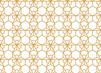 The geometric pattern with lines. Seamless vector background. White and gold texture. Graphic modern pattern. Simple lattice graphic design