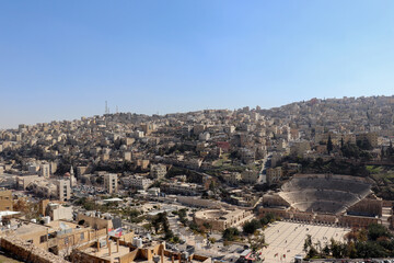 Fototapeta na wymiar Roman amphitheatre - Amman, Jordan (downtown) roman and greek history