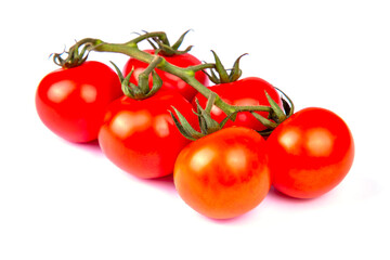 Fresh rape tomatoes on a table. Flat lay