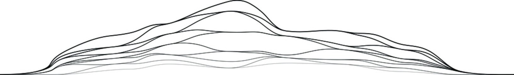 Mountain landscape  in line art style  . Hill skyline . Minimal design  . Trendy brochure . Vector illustration .