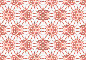 Abstract geometric pattern with lines, snowflakes. A seamless vector background. White and pink texture. Graphic modern pattern