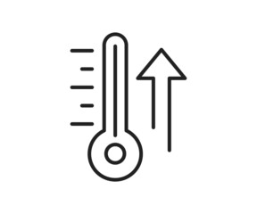 Temperature on the thermometer will rise icon. High quality black vector illustration..