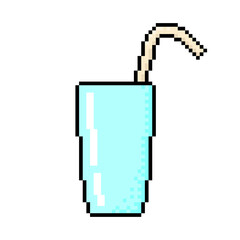 Pixel glass with a straw icon. Color silhouette. Front side view. Vector simple flat graphic illustration. Isolated object on a white background. Isolate.