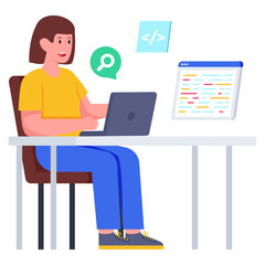 Colored design icon of software developer