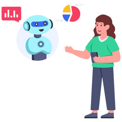 Business robot icon, editable vector