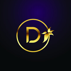 Premium luxury Vector elegant gold and  font Letter D Template for company logo with monogram element 3d Design