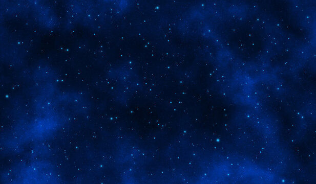Abstract blue space background with nebula and stars