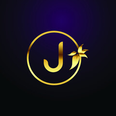 Premium luxury Vector elegant gold and  font Letter J Template for company logo with monogram element 3d Design