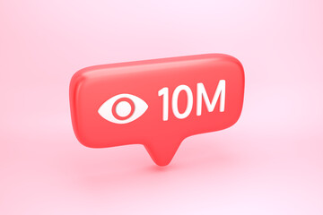 Ten million views social media notification with eye icon