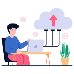 Perfect design illustration of cloud data upload
