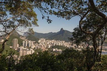 Rio de Janeiro, Brazil. Aerial view framed by the local vegetation.