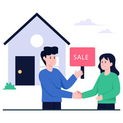 Home for sale icon in flat design