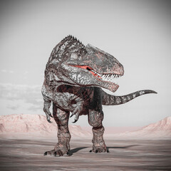 giganotosaurus is ready for some action on sunset desert © DM7