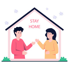 Trendy vector design of stay home