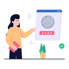 A colored design illustration of biometric access website