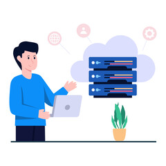 Editable flat design illustration of server hosting