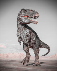 giganotosaurus is standing up on sunset desert © DM7