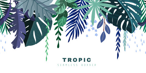 Tropical seamless border, hand drawn vector art © nurofina