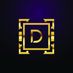 Premium luxury Vector elegant gold and  font Letter D Template for company logo with monogram element 3d Design