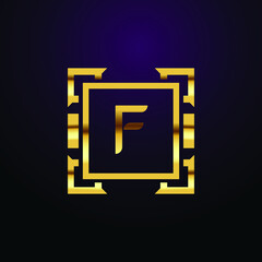 Premium luxury Vector elegant gold and  font Letter F Template for company logo with monogram element 3d Design