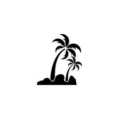 Palm tree logo, palm with waves and sun. Using Illustrator template design editing.
