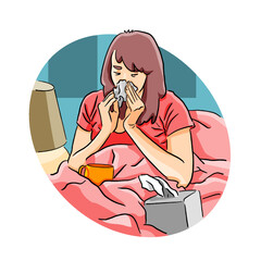 sick women having a cold symptoms