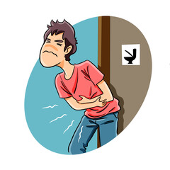 young man suffering from stomach ache