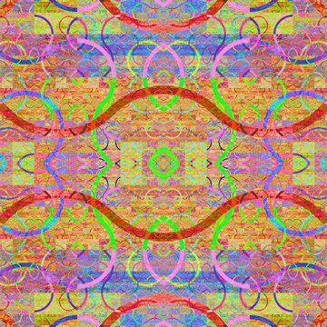 Composición de arte fractal digital consistente en trazos en zigzag y objetos geométricos variados en un conjunto que muestra un caleidoscopio de ondas inusuales coloridas.