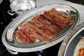 food plate served on metal platter
