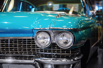 Obraz na płótnie Canvas Block headlights of an old retro car.