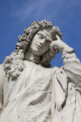 Padua, PD, Italy - May 15, 2022: statue in the public park Prato della Valle with the name Bernardo...