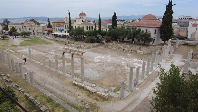 Panoramic view of the ancient agora of Athens Greece