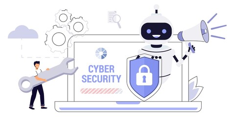 Cybersecurity malware security program Industrial cybersecurity Antivirus software development Malware Cybersecurity risk management metaphors Computer virus and spyware Vector illustrations concept
