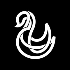 Swan line style logo icon design template flat vector