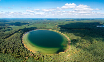 So called Plaskie lake aerial drone view