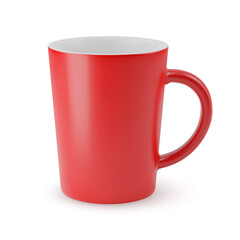 Illustration of Empty Red Ceramic Coffee Cup or Tea Mug. Isolated Mockup with Shadow Effect, and Copy Space for Your Design