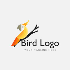 A Cockatiel bird sitting on a branch of a tree Vector Illustration Yellow Colorful Gradient Parrot Bird Isolated for Icon, Art, Logo and graphics