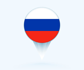 Map pointer with flag of Russia.