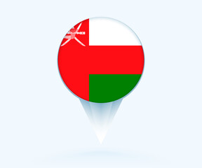 Fototapeta premium Map pointer with flag of Oman.