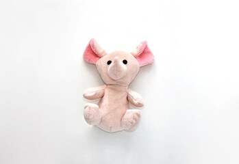 soft pink toy elephant isolated on white background