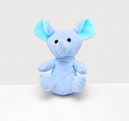 soft toy blue elephant isolated on white background