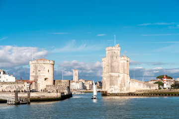 Old harbor of La Rochelle, Nouvelle Aquitaine, France. sunny day