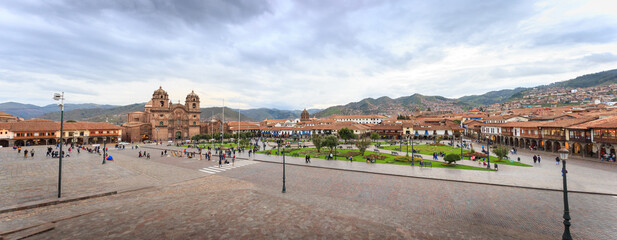 Panoramic view of Cuzco square Peru