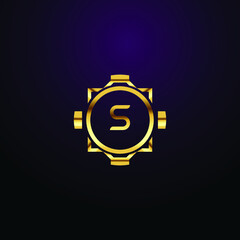 Premium luxury Vector elegant gold and  font Letter S Template for company logo with monogram element 3d Design