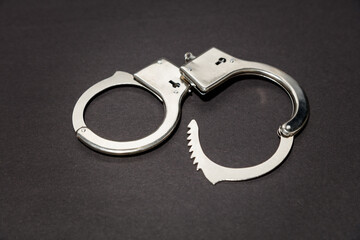 Pair of metal handcuffs