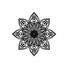 Easy mandala, zentangle coloring page on white background.