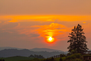 sunset in the mountains