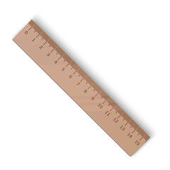 Realistic school wooden measuring ruler 15 centimeters