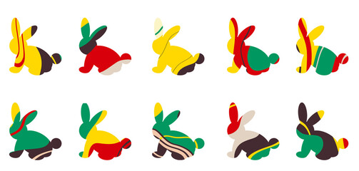 Silhouette of a rabbit with an abstract pattern. Symbol of 2023. Vector illustration