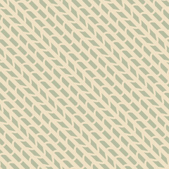 Abstract vector geometric seamless pattern. Simple texture with wavy shapes, diagonal lines, curved grid. Retro vintage style. Green and beige graphic background. Stylish repeat decorative design